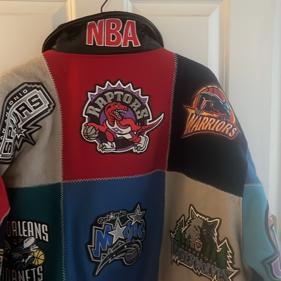 Rare!! W/Tags Men’s Jeff Hamilton Wool & Leather NBA Bomber Jacket. 3XL! Vintage - Picture 14 of 17